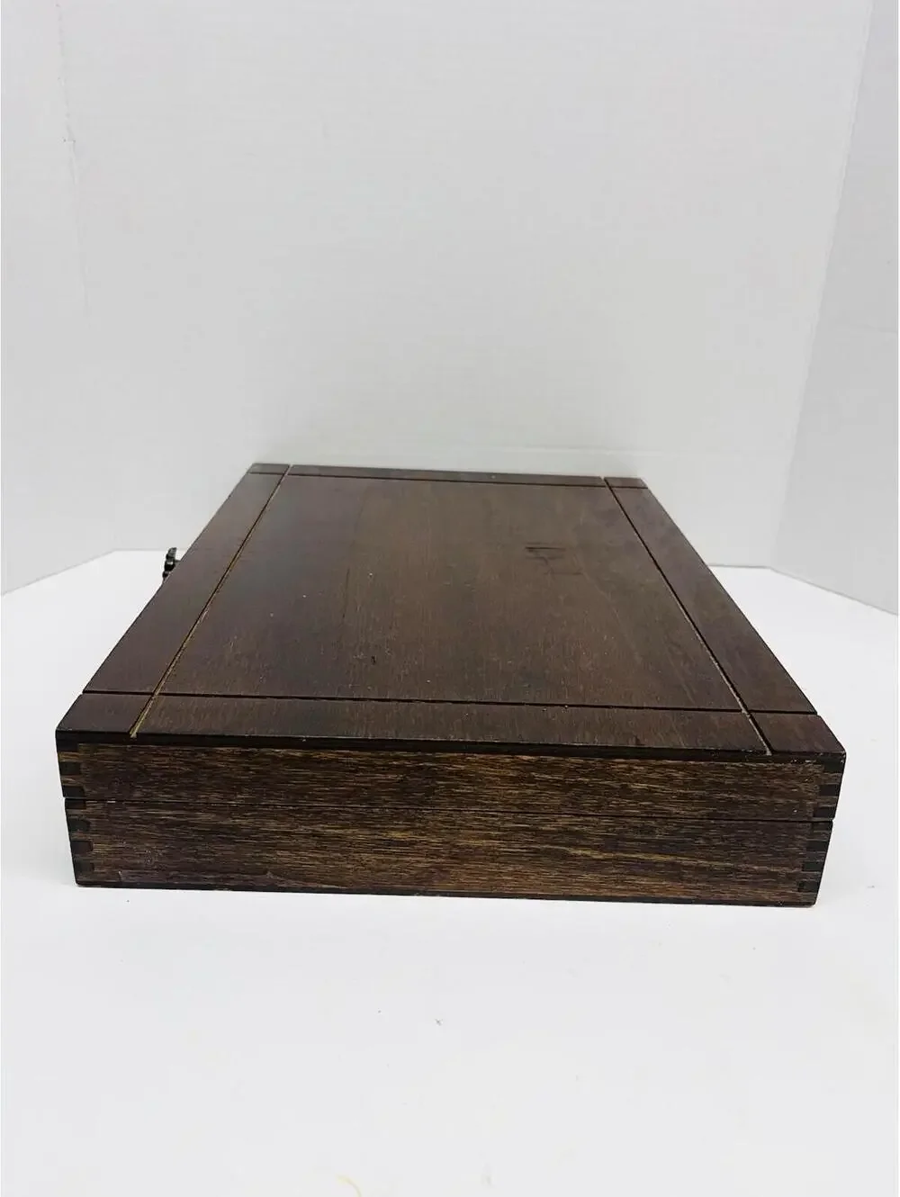 Naken's Brown Silverware Chest Tarnish Proof Cloth Lining Red 14.5x11x3